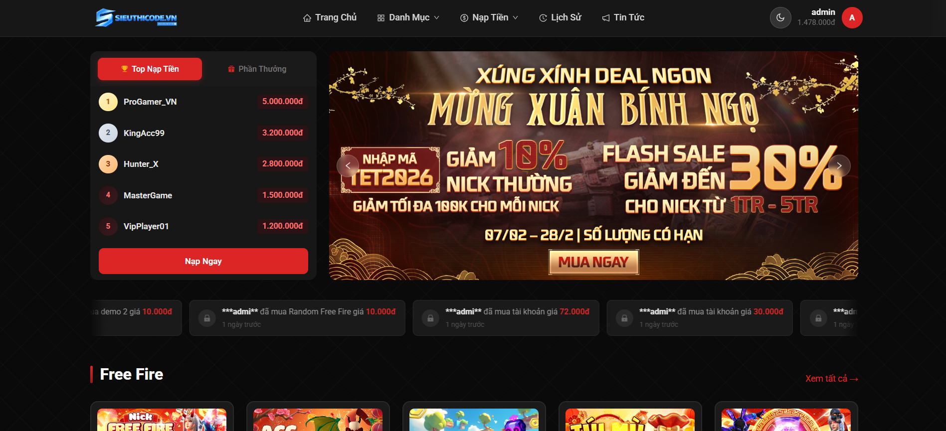 Website bán tài khoản game giá rẻ